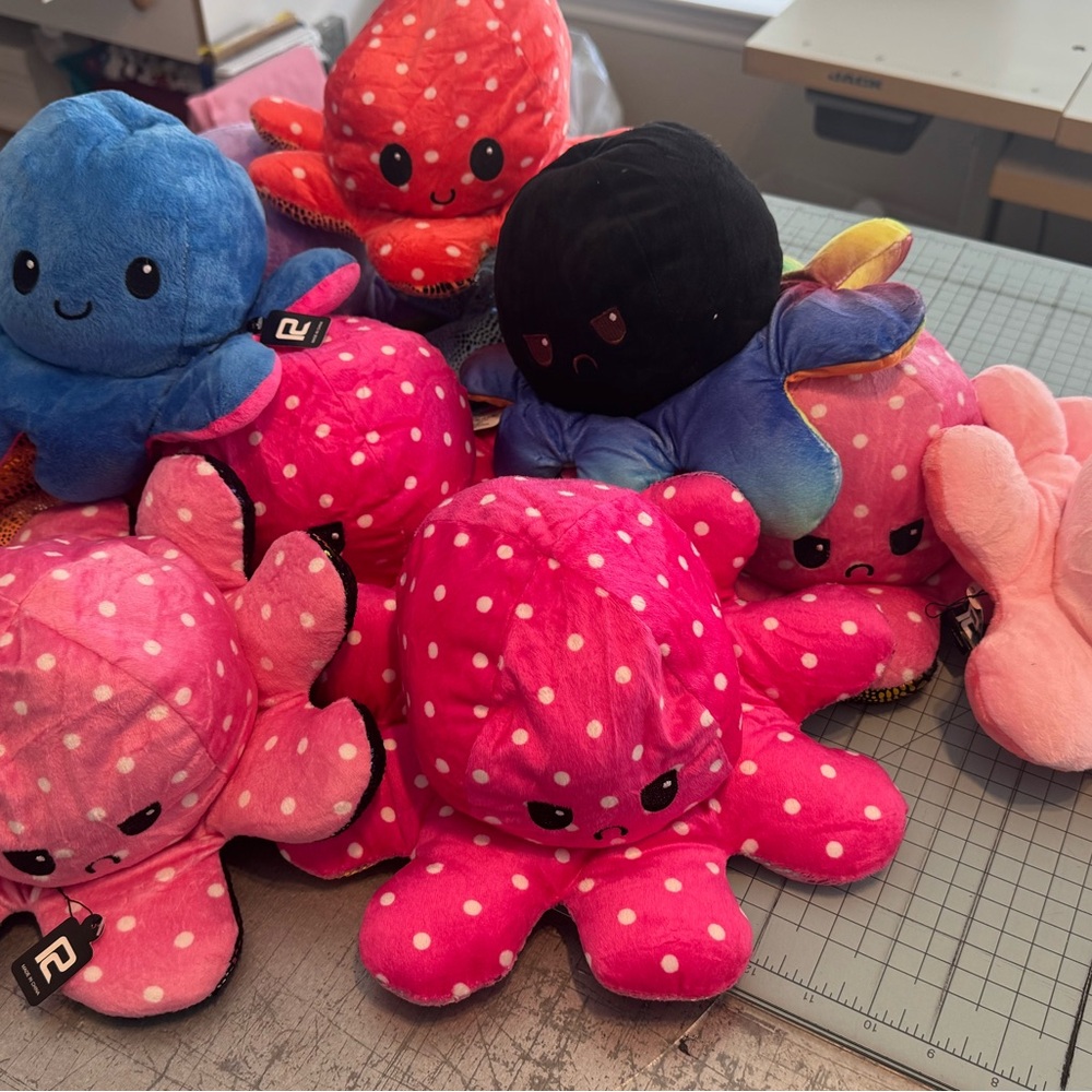 12-Inch Reversible Plush Octopus - Assorted Colors